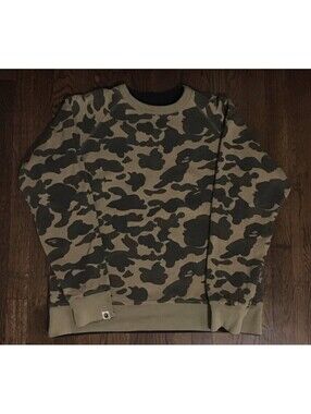 A Bathing Ape Reversible Camo Bape Logo Crew Neck Sweatshirt XL Black
